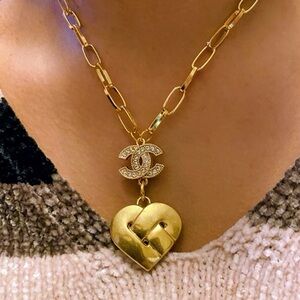 Chanel Gold Heart Pendant Necklace
